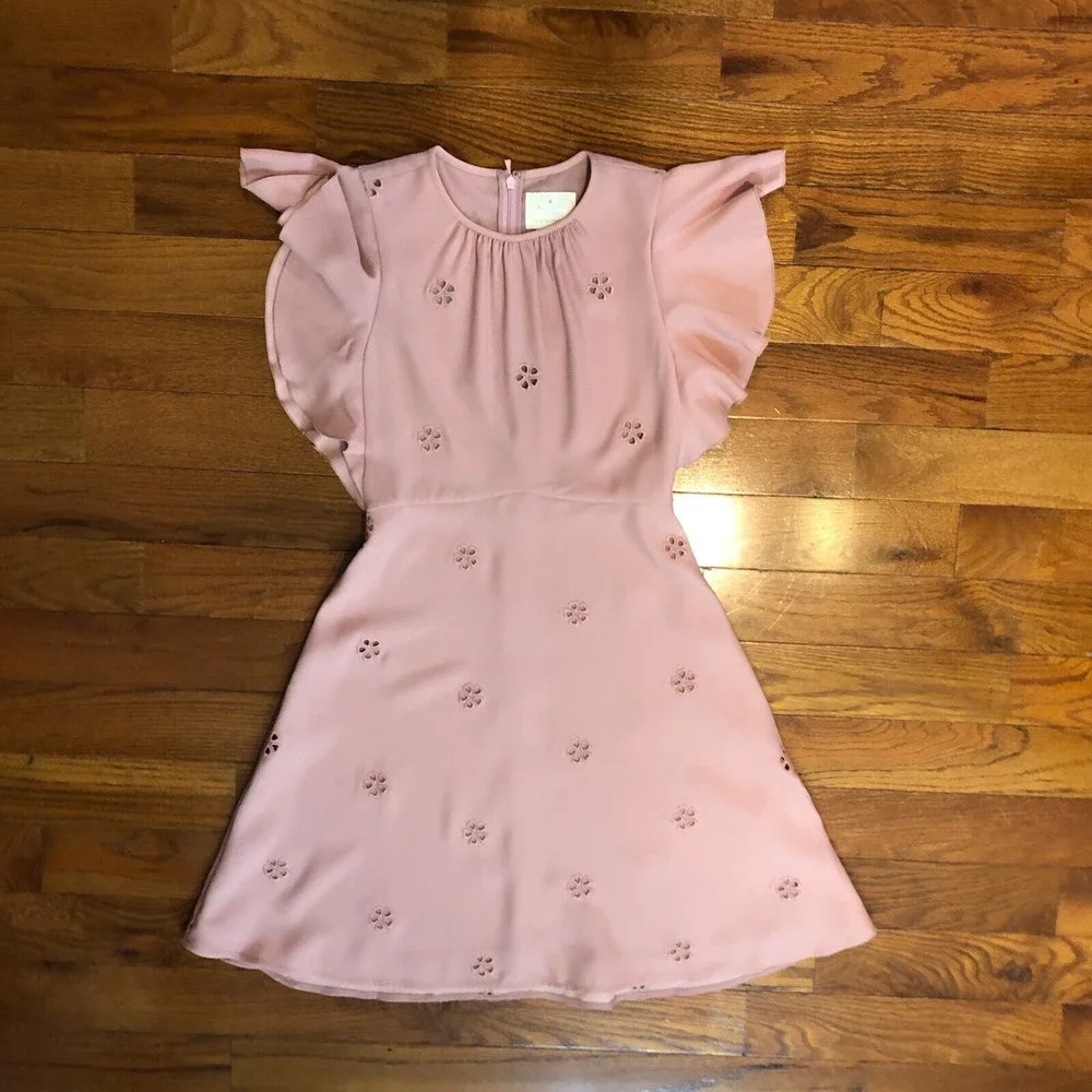 kate spade Blush Pink Mini Dress with Ruffle Sleeves